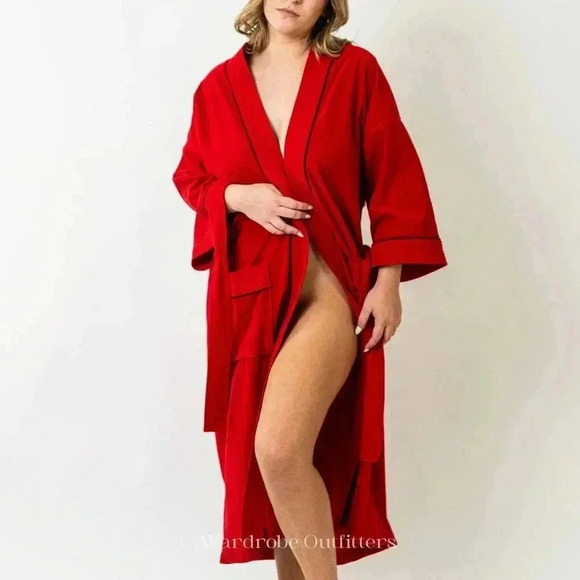 Vintage Other - Vintage 70s Warm Red Full Length Kimono Robe